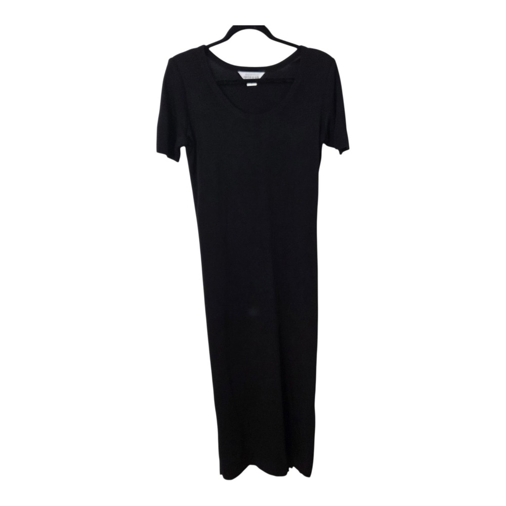 Exclusively Misook Black Maxi Dress Size Small Short Sleeve Stretch Knit Capsule